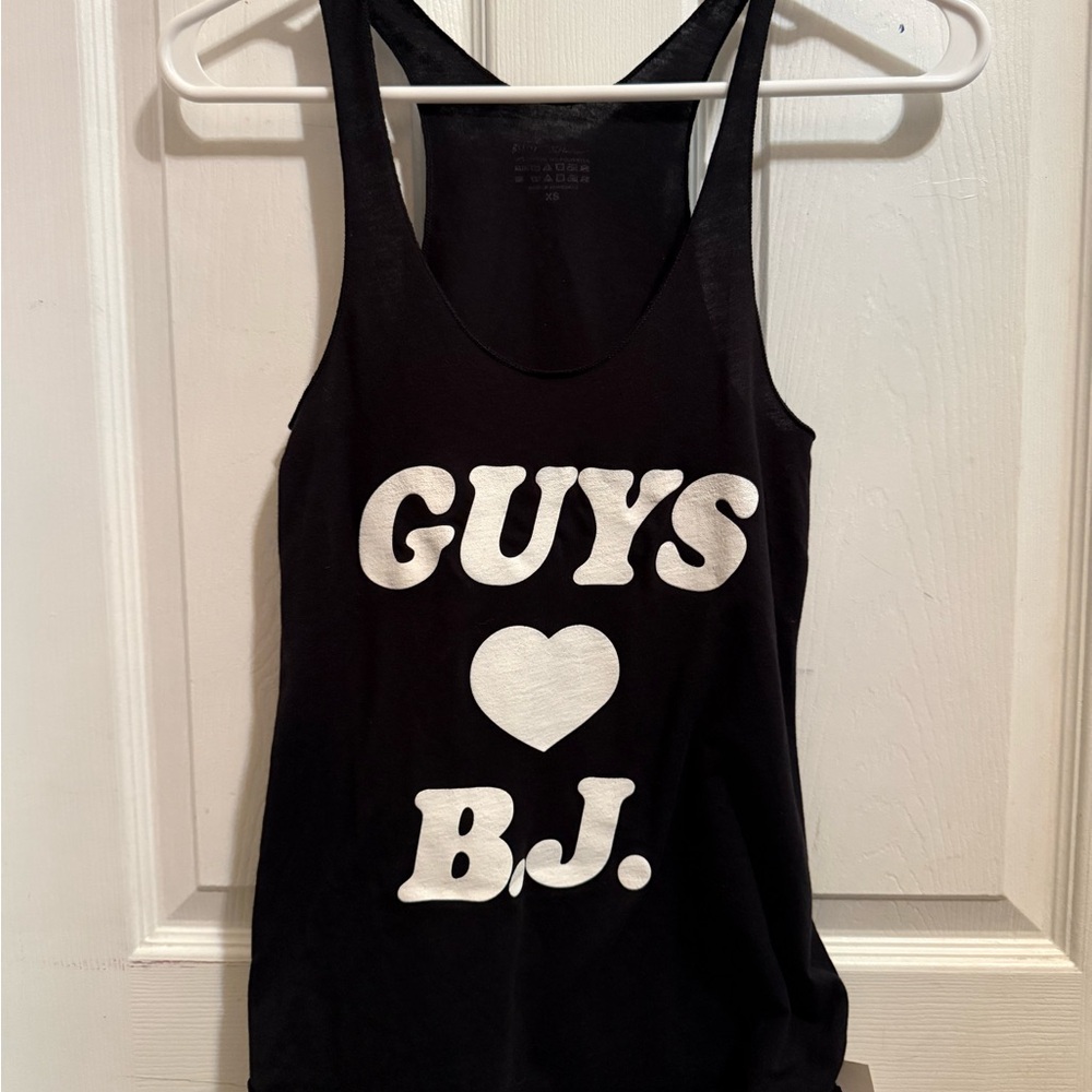 NWT Betsey Johnson Vintage Guys Heart BJ Tank  BLK T-Shirt Top XS